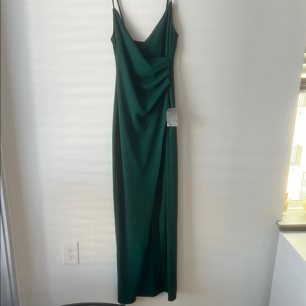 Lulu's Green Ruched Wrap Maxi Dress